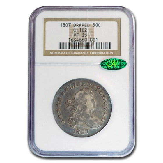 1807 Draped Bust Half Dollar VF-35 NGC CAC (O-102) 1807 Draped Bust Half Dollar VF-35 NGC CAC (O-102)